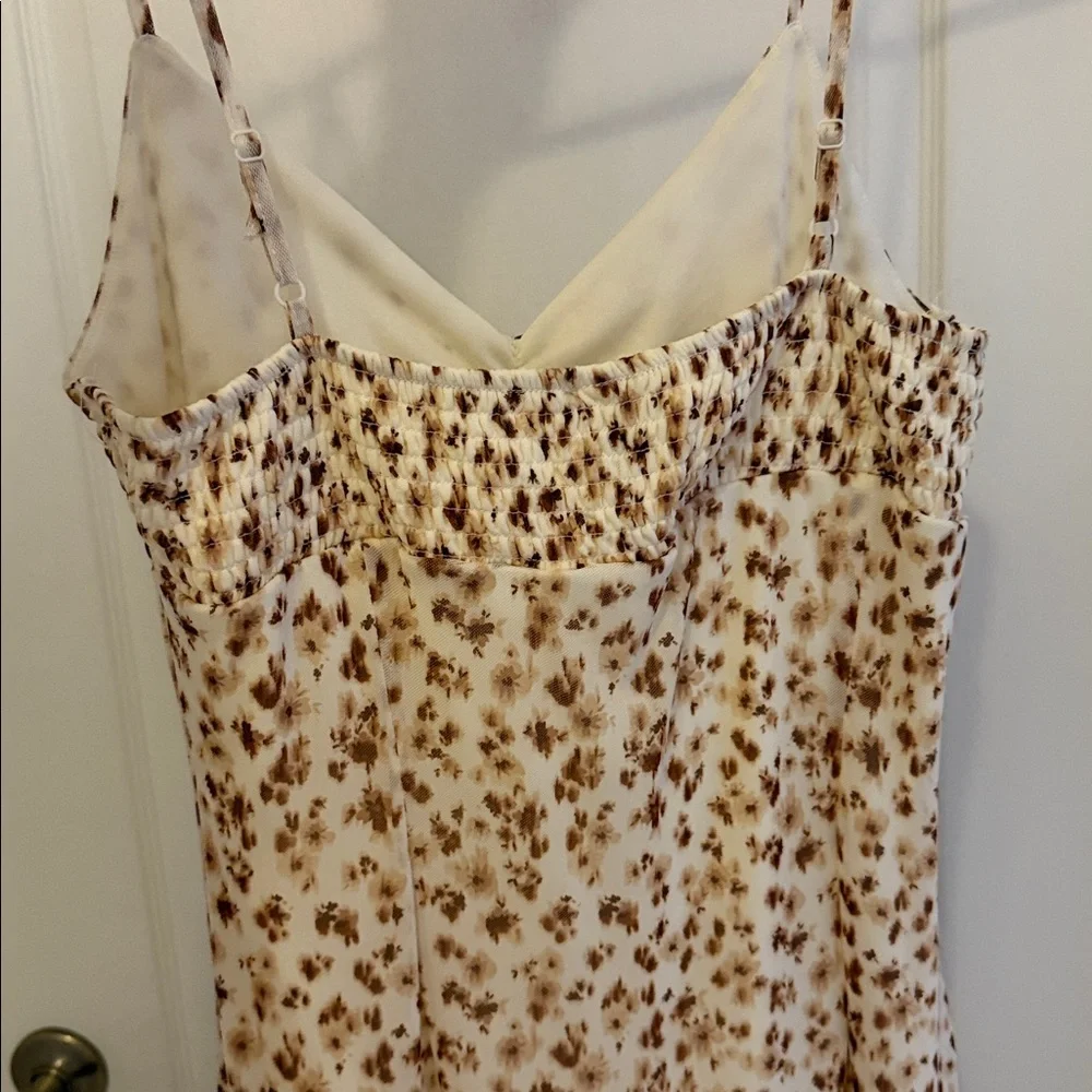 Floral Cream and Brown Women's Dress - Picture 4 of 5